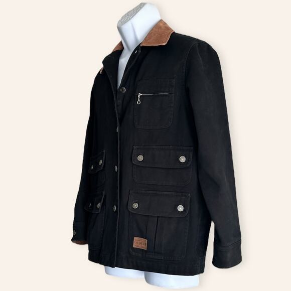Ralph Lauren Black Denim Hunting Jacket – Utility Chore Coat P/M - Picture 3 of 10